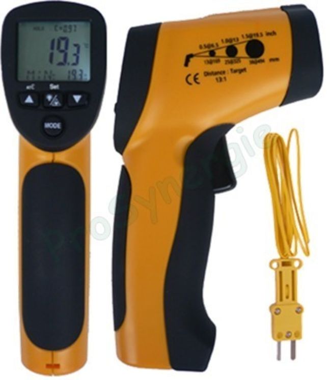 Thermomètre infra-rouge à visée laser 30:1. de -50 à +850°C. et sonde thermocouple type K - Code Usine : TIR-30K