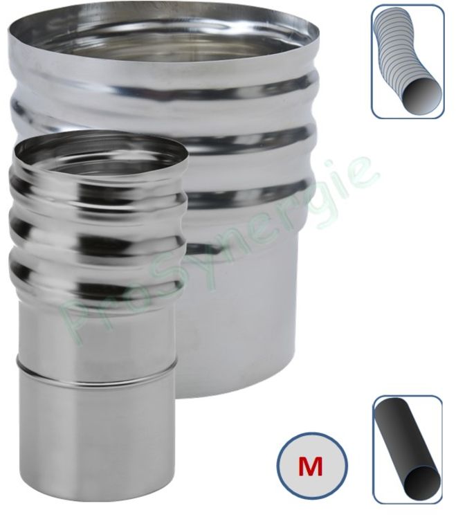 Adaptateur à visser INOX pour flexible Øint/ext 125/131mm - Ø 153mm Mâle (augmenté)