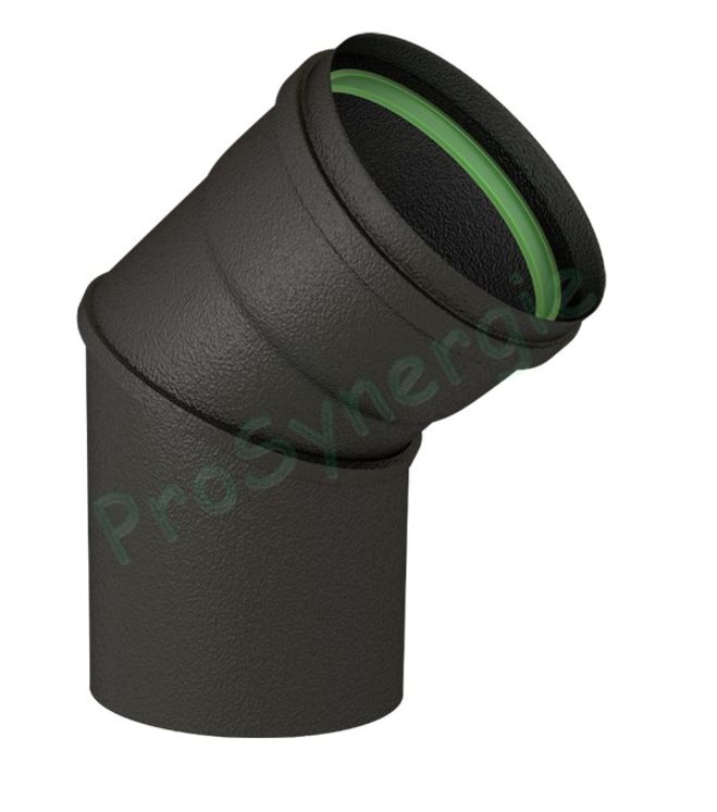 Coude 45° Email Noir Mat - Ø  80 mm - Joint Viton vert - Poêle à Pellets