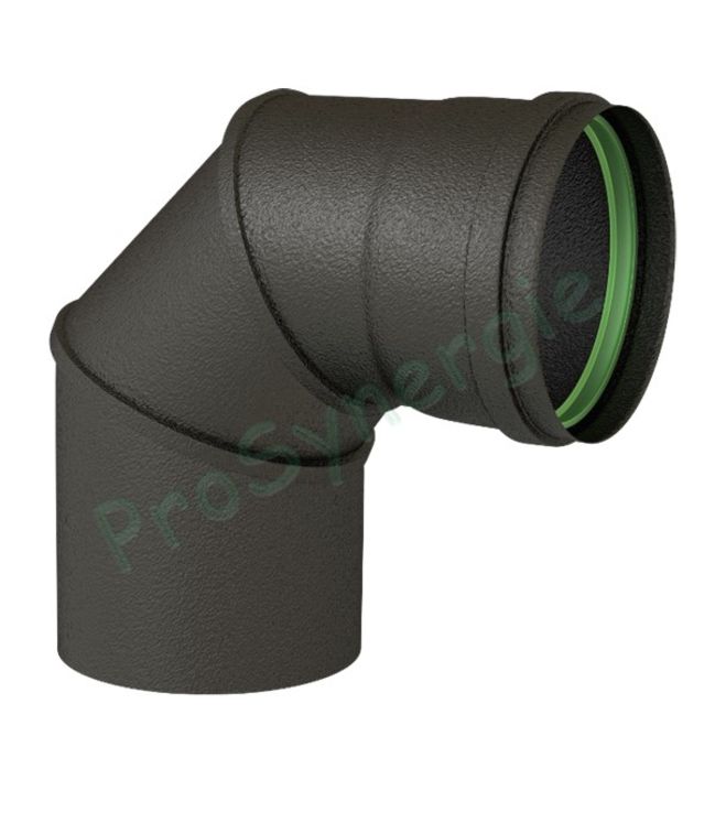 Coude 90° Email Noir Mat - Ø 100 mm - Joint Viton vert - Poêle à Pellets