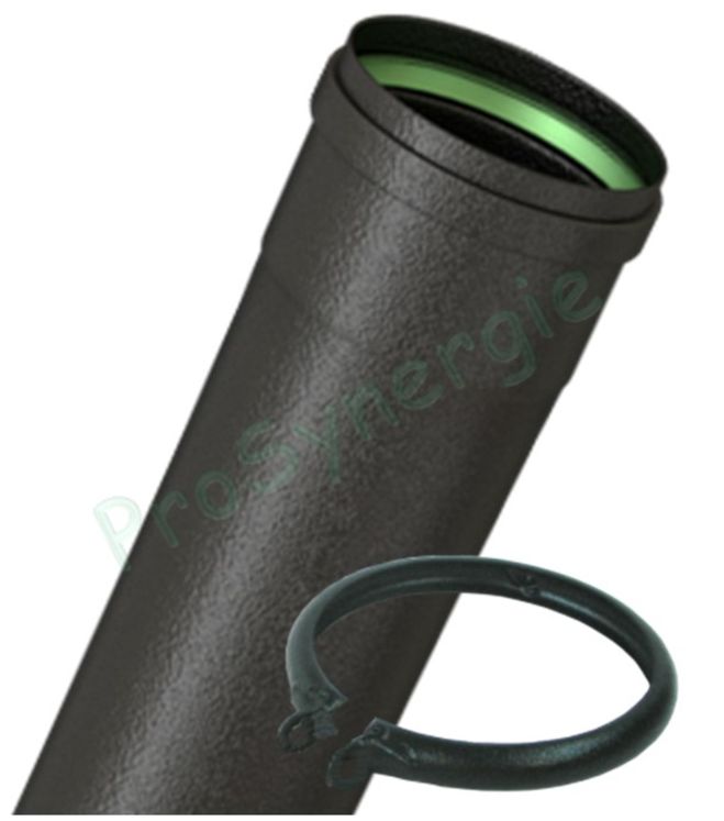 Tuyau Coulissant Email Noir Mat - Ø 100 mm - avec Bague - Joint Viton vert - Poêle à Pellets