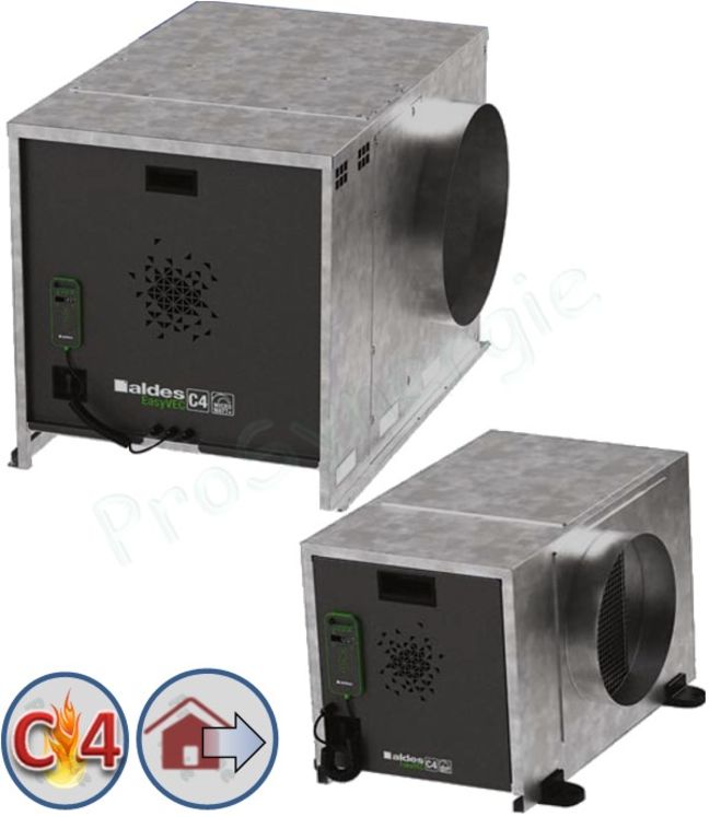 Caisson Extraction C4 EasyVEC® avec IP - Débit de  1000m³h - Micro-watt Plus - Taille 688x402x457 mm - Ø racc 315mm