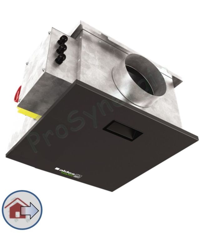 Caisson de Ventilation EasyVEC® Compact - Débit de  600m³h - Micro-watt - Taille 482x482x329 mm - Isolé  (avec IP) - Ø racc 200mm