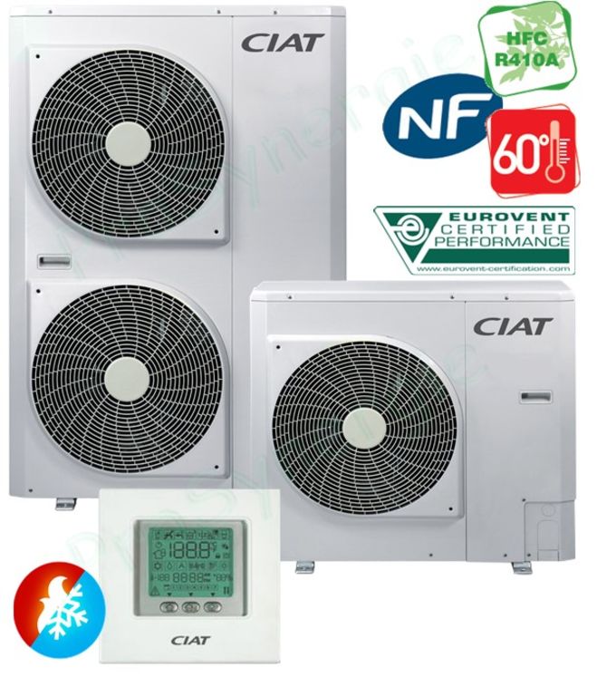 Pompe à chaleur monobloc EREBA 17HT réversible inverter 3X400V - 10.8A / Pc 16.9KW (7/6°C 30/35°C) Pf 15.2KW (7/12°C 35°C) - LxHxP=1140x585x1580mm