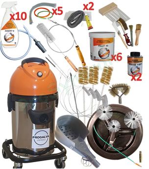 Aspirateur à cendres 1000 W pour poêle à granulés - avec décolmatage