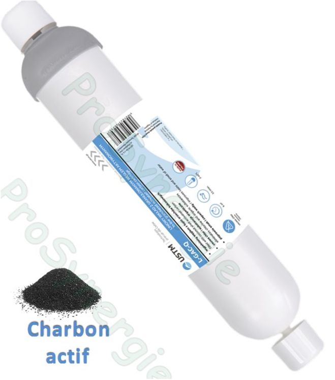 Cartouche 9´´3/4 Charbons actifs avec connecteur automatique pour 250 litres par heure (durée de vie 3 600 Litres)