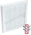 Grille de ventilation 106cm² - 201x201x24mm avec moustiquaire (à sceller 185x185mm) à fermeture (registre) - couleur blanche