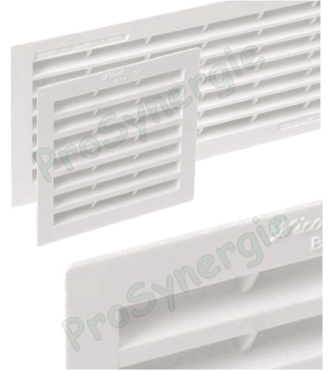 Grille de ventilation 200cm² - 201x201x15mm avec mousticaire (réservation 178x178mm) - couleur blanche