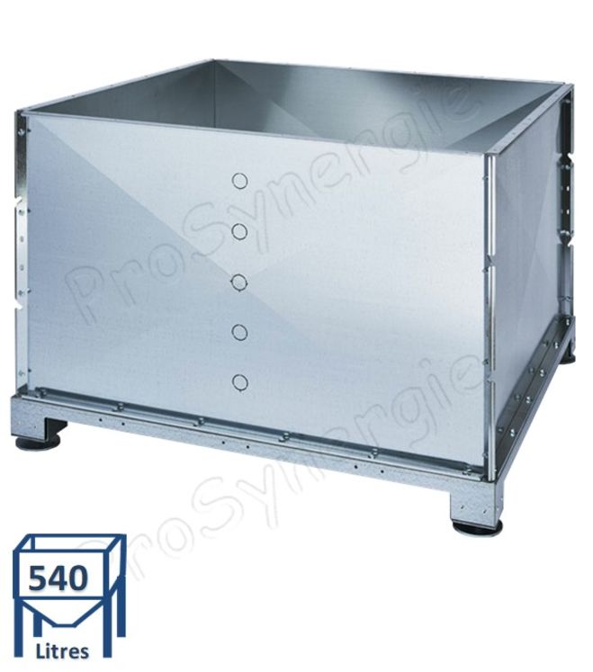 Midsilo 600/900 - Silo acier galvanisé à fond plat (sur 4 plots réglables) stockage granulés 216 ou 540 litres