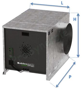 Caisson Extraction C4 EasyVEC® avec IP - Débit de  2500m³h - Micro-watt - Taille 795x502x557 mm - Ø racc 400mm