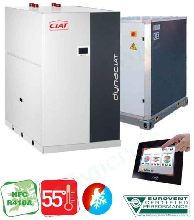 Pompe à Chaleur Groupe d´eau glacée Dynaciat ILG 150V(réversibilité thermodynamique V4V) 400V  30,2A - Pc 53,6KW (10/7°C 30/35°C) Pf 37,8KW (7/12°C 35°C) - 798x883x1201mm