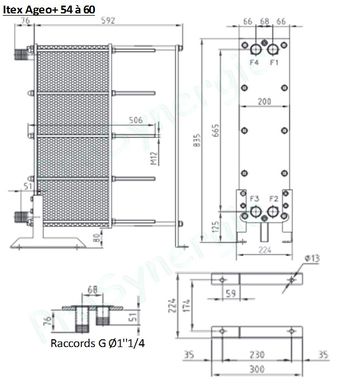 Echangeur barrage ITEX AGEO+ à plaques inox démontable joints NBR (Aquathermie Eau de Nappe) - 7 à 29KW