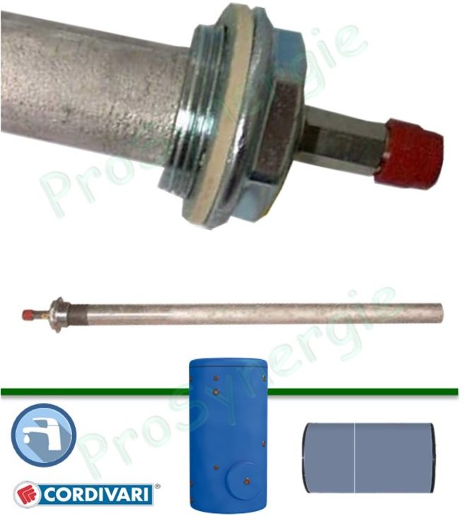 Anode magnésium Ø 32mm Longueur 350mm - filetage ØM 1´´1/4 (42 mm) avec bouchon isolé et joint