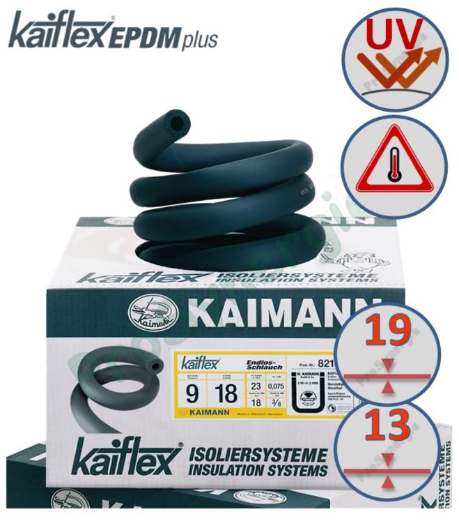 Manchon Isolant Kaiflex EPDM+ (haute T°) en couronne Longueur 15m Epaiseur 13mm - pour tuyau Øint. 22mm (15m/carton)