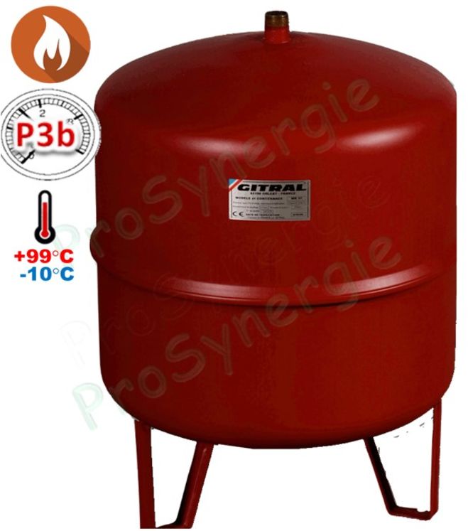 Vase d´expansion chauffage sur pieds série MB Contenance 35 Litres Ø x Haut. = 368 x 521mm - Raccord ØM3/4´´