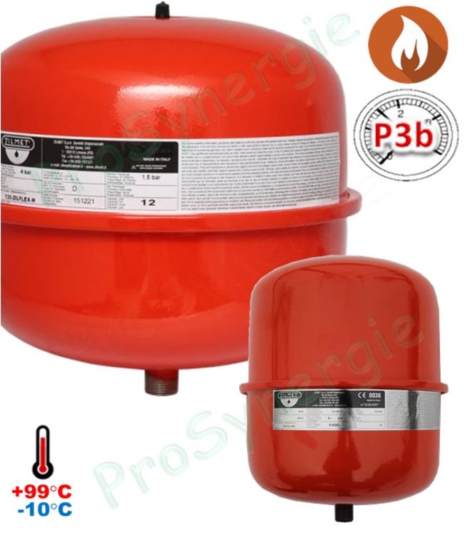 Vase d´expansion chauffage suspendu série Cal-Pro Contenance 18 Litres Ø x Haut. = 290 x 375mm - Raccord ØM3/4´´