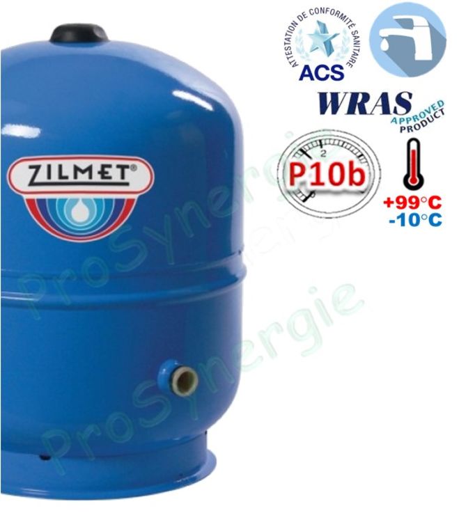 Vases d´expansion sanitaires ACS eau potable froide/chaude sur socle série Hydro-Pro Contenance 600 Litres Ø x Haut. = 750 x 1505mm - Raccord ØM1´´1/4