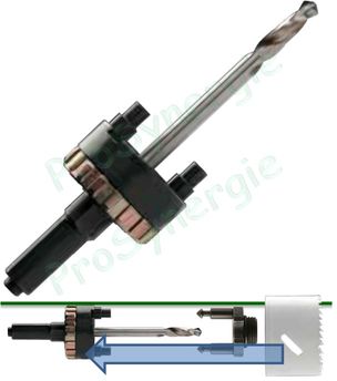 Pilote Quick Lock avec Foret centreur - Emmanchement Hexagonal 9,5mm pour Scies-cloche Ø 14 à 210 mm