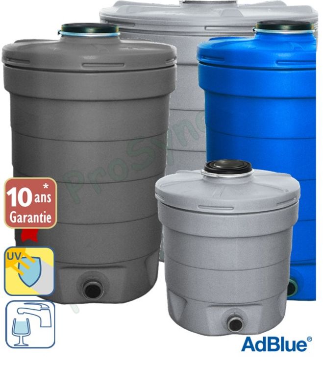Cuve design aérienne polyéthylène de stockage d'eau potable type tonneau Aquatonne 350 à 1000 litres couleur grise ou bleue (500 litres)