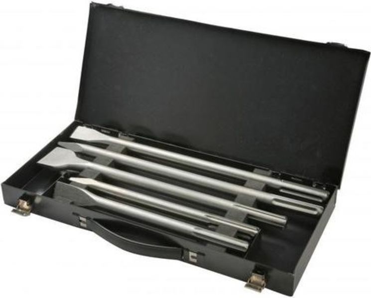 Coffret démolition SDS-MAX (2 Pics Ø18 L280mm et 400mm + 3 Burins Larg 24 et Lg 280mm - Larg 24 et Lg 400mm  - Larg 50 et Lg 360mm)