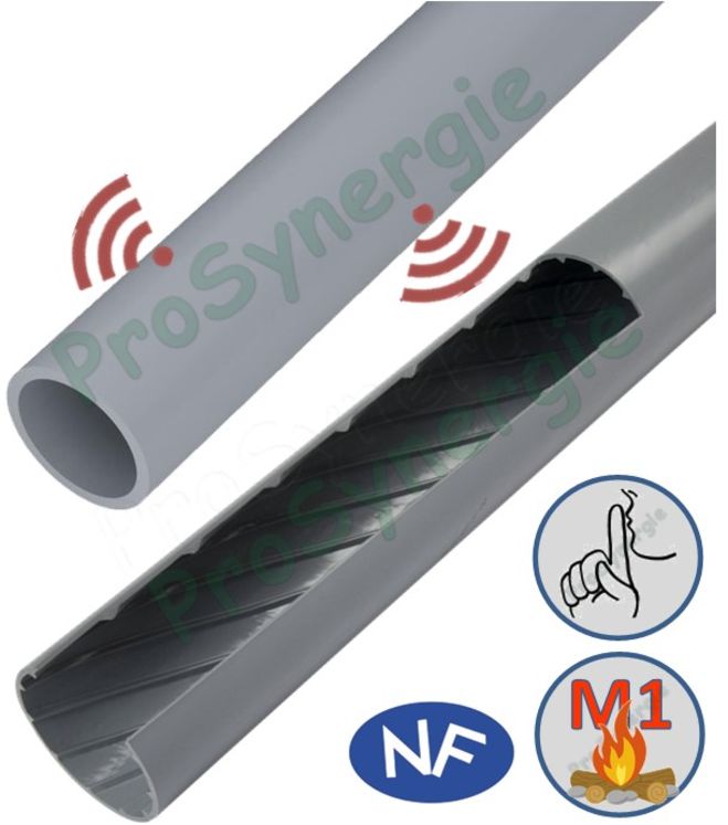 Tube PVC d´évacuation d´eaux usées acoustiques - hélicoïdal Chutunic (unitaire) - Nicoll Ø100mm - Longueur 2.6m