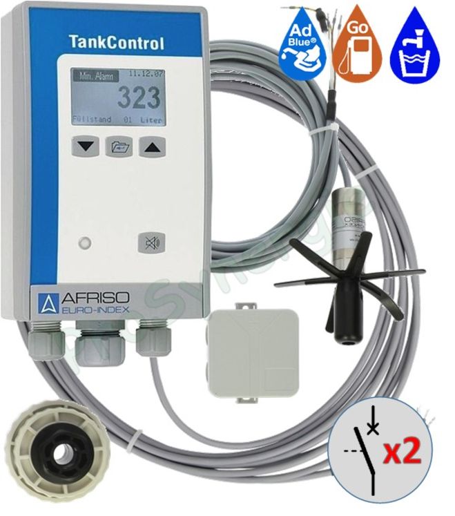 Jauge Electronique TankControl 10 (eau & fioul) mesure 15m maxi. affichage m3, hauteur, % + 2 contacts - Accessoires raccordement + sonde