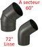 Coude 60° Acier émaillé noir mat, Ø 180 mm pour tuyau de poêle Standard, 2 coudes = dévoiement 24,5 cm, hauteur utile 41 cm