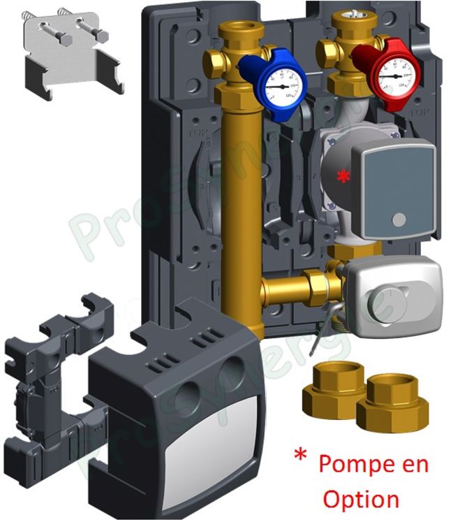 Module hydraulique FLOWBOX HKM DN25 isolé +fixation avec Vanne mélange motorisée raccordement ØF 1´´