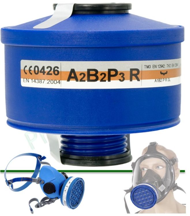 Cartouche Filtre chimique A2-B2-P3 pour Masque intégral PRO6023 ou Masque à cartouche unique PRO 6033 (boîte de 4 cartouches)