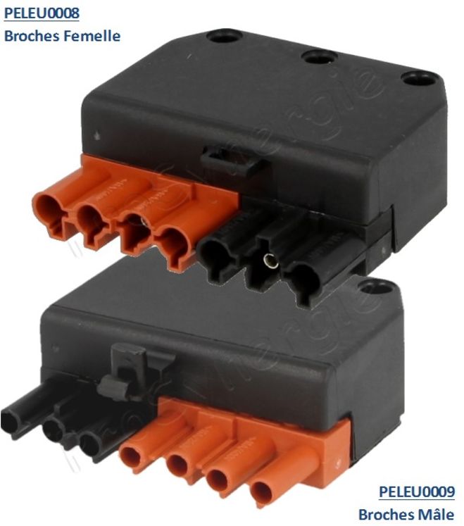 Fiche de raccordement 3 pôles Mâle ou Femelle normalisée pour brûleur Pelltech