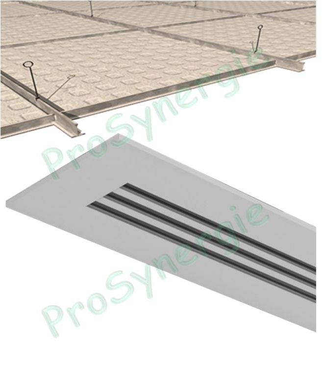 Diffuseur d´air linéaire à fentes - Sur plaque - Orientable - Aluminium Série SLS