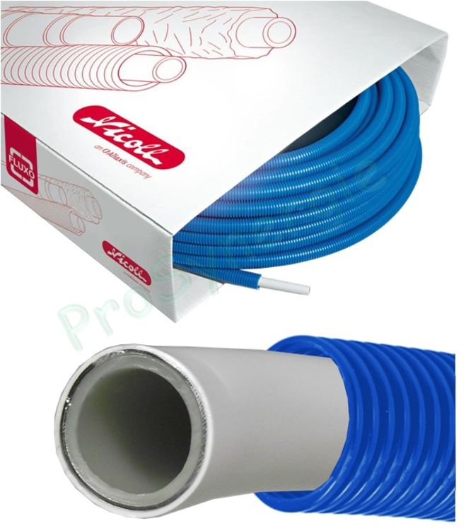 Couronne de Tube Multicouche Nicoll Multicouche Fluxo - Gainé - Ø 16 mm - Ep 2 mm - Couronne de 100 m gainé bleu