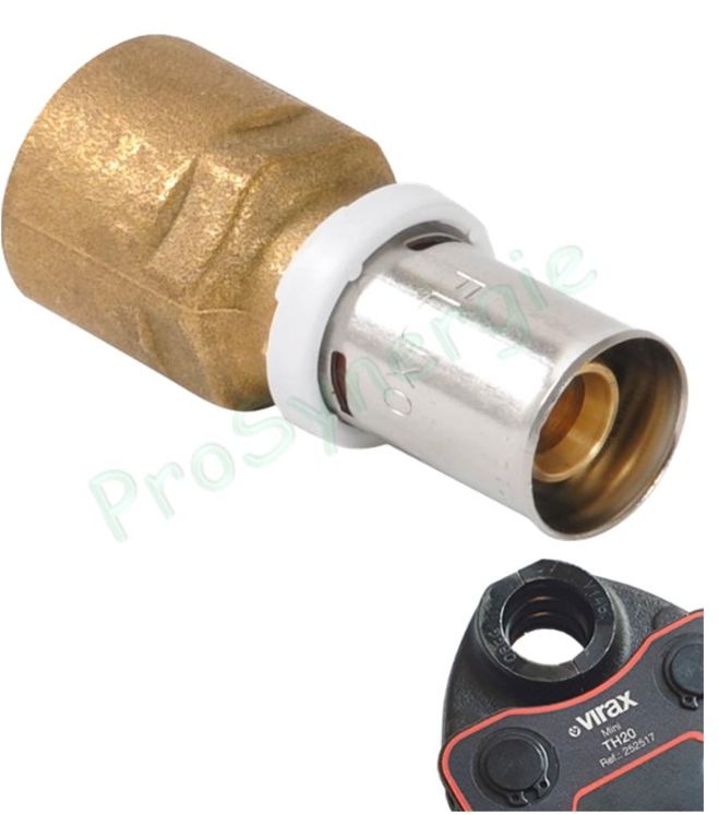 Manchon à sertir Multicouche Fluxo Ø 20 mm - Visser Femelle Fixe Ø 15/21 mm soit 1/2´´