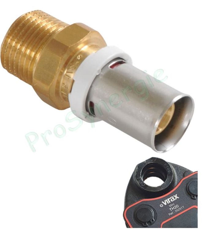 Manchon à sertir Multicouche Fluxo Ø 26 mm - Visser Mâle Fixe Ø 26/34 mm soit 1´´