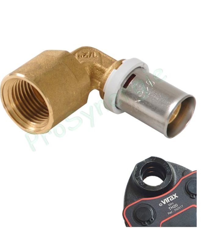 Coude à 90° sertir Multicouche Fluxo Ø 32 mm - Visser Femelle Fixe Ø 26/34 mm soit 1´´