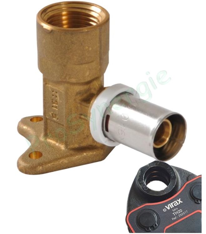 Coude à Applique sertir Multicouche Fluxo Ø 16 mm - Visser Mâle Fixe Ø 15/21 mm soit 1/2´´