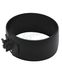 Bague décorative Inox laqué noire RAL9005 large (65mm) et bombée pour masquer l´emboitement du conduit de fumée Ø 150 mm