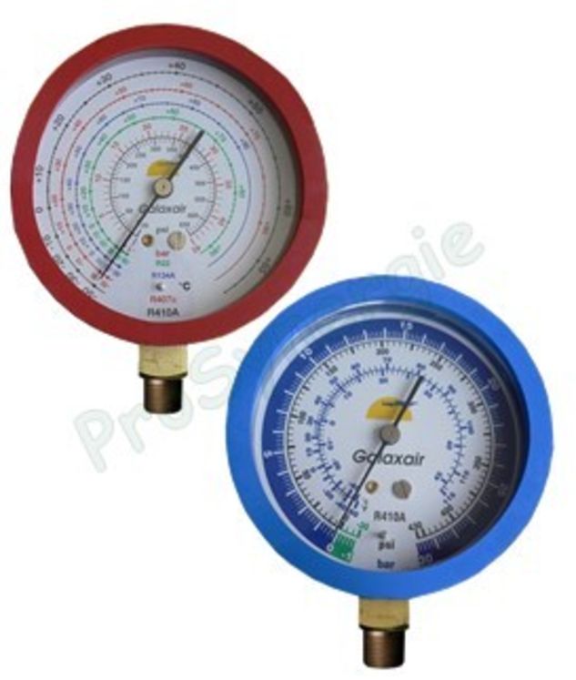 Manomètres ´´nus´´ Ø80 - 1/8´´ - Vertical - R134a-R22-R407C-R410A - Bain d´Huile
