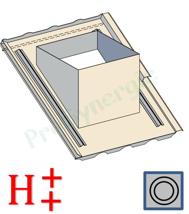 Embase étancheité Tradinov Carrée Grande Hauteur Tuile et Couverture Acier Ondulée Nervurée