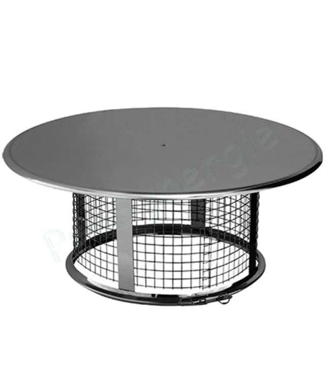 Chapeau Inox Pare-pluie anti-oiseaux pour conduit isolé Øint/ext 150/200mm - Noir mat : RAL 9019