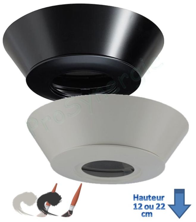 Finition plafond Déco fermée pour conduit en attente + pour conduit isolé Poujoulat Øext 200mm - Hauteur 12 cm - Blanc mat : RAL 9020