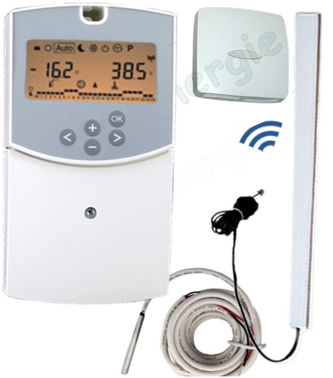 Régulation Watts climatique Control H&C (commande moteur V3V circuit régulé + 2ème circuit type ECS) sonde départ et extérieur Version sans fil (433.92 Mhz)