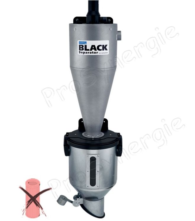 Black Separator Max - Pré-séparateur cyclonique + filtre, doseur à clapet automatique galva (séparation, interception poussières) transfert pneumatique granulés dimensions ØxH = 315x1458 mm 23 litres raccordement Ø 60mm