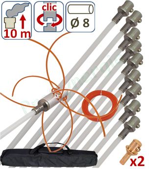Kit Rotoflex Ø 8 mm en sacoche (10 cannes de 1m + 1 Tête + 2 Adaptables + Fil)