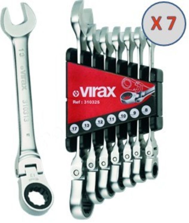 Jeu de 7 Clés à Cliquet et tête flexible VIRAX Ø 8-9-10-11-12-13-17 mm