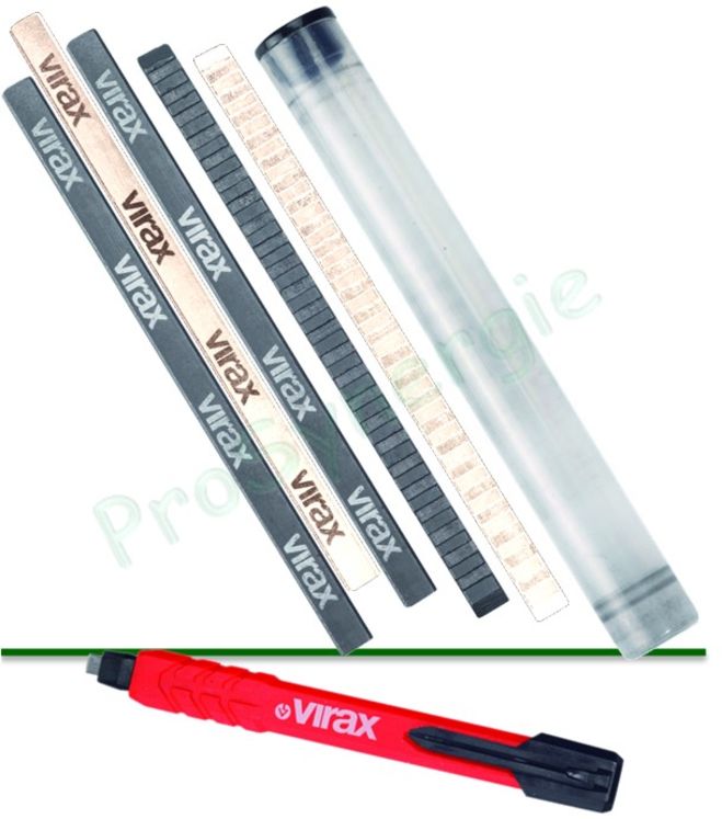 Lot de 5 mines de rechange noires ou blanches pour Crayon de chantier Virax