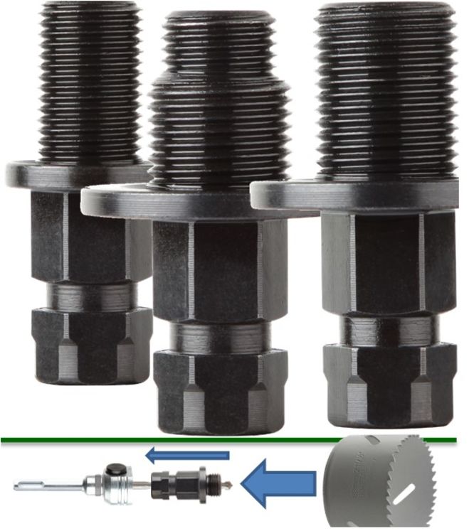 Lot de 3 Connecteurs Long Onehand pour scie trépan Carbure Ø 19 à 140mm
