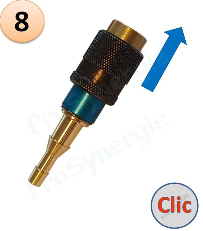 Clapet à raccord rapide - Stoptac automatic montage tuyau - Oxygène -  Femelle - Tuyau 6,3X12 - 10X17