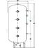 Bouteille sur pieds acier jaquette skaï (chauffage) 300 litres Isolation polyuréthane injectée ép.35mm classe ERP C - 8 piquages latéraux Ø1´´1/2 (hors mesure emplacement résistance) - ØxH=620x1515mm
