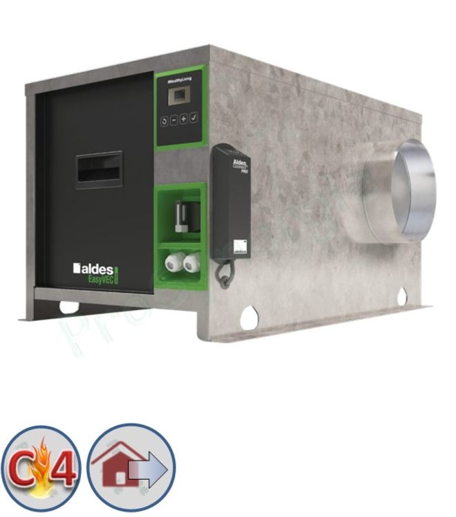Caisson Extraction C4 EasyVEC® avec IP - Débit de 1500m³h - Micro-watt+ (Ultra) - Taille 891x565x559 mm - Ø racc 315mm